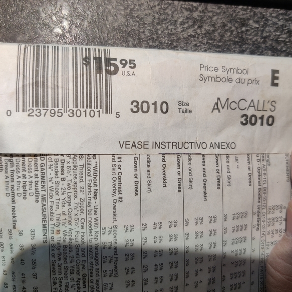 🗺 McCall's Evening Elegance Pattern 3010 Bridal, Formal Dancer, Costume Dresses - Picture 4 of 10